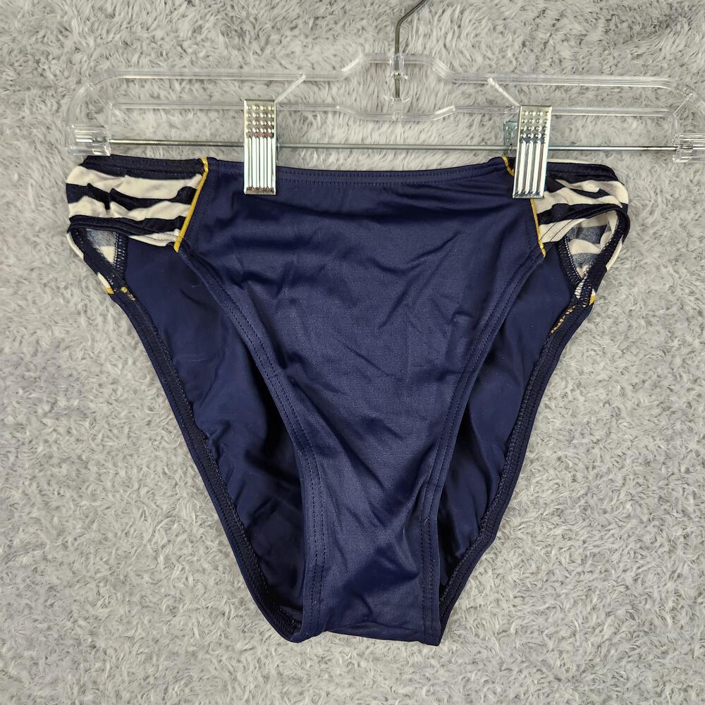 Vintage Sunflair Swim Bottom Womens Size Navy Blue Side Strap Bikini Germany 80s